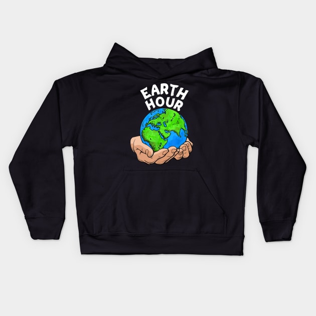 Earth Hour 60+ Save Earth Together Funny Kids Hoodie by Lorelaimorris